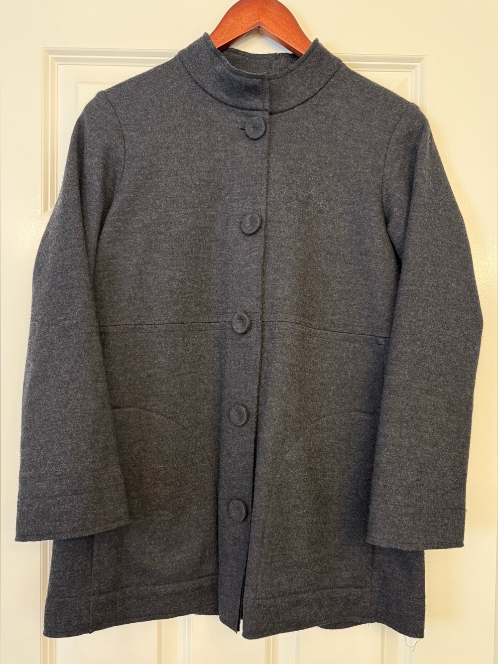 Eileen Fisher 100% Wool Jacket Petite Small PS Charcoal Gray Minimalist